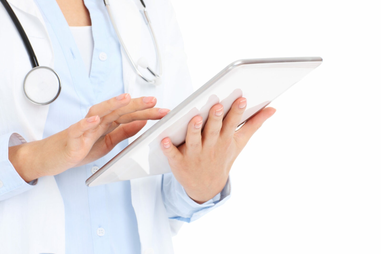 Doctor with tablet Salute